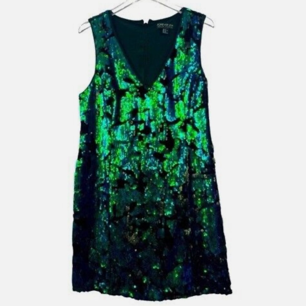 Forever 21+ Black Velvet Sequined Party Dress